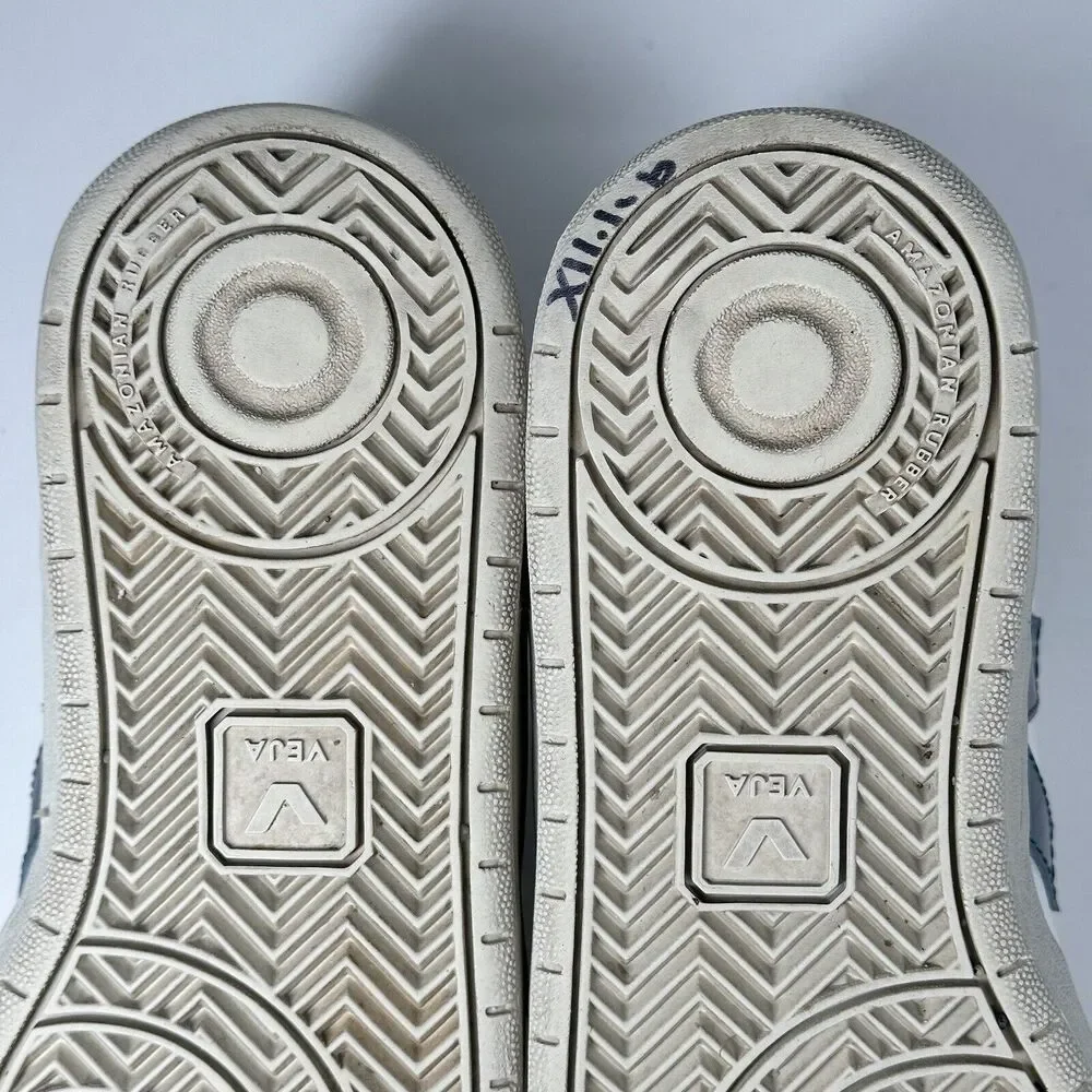 Veja Shoes Women Size 7 V-10 CWL California White Blue Logo Leather Sneakers - Picture 13 of 16